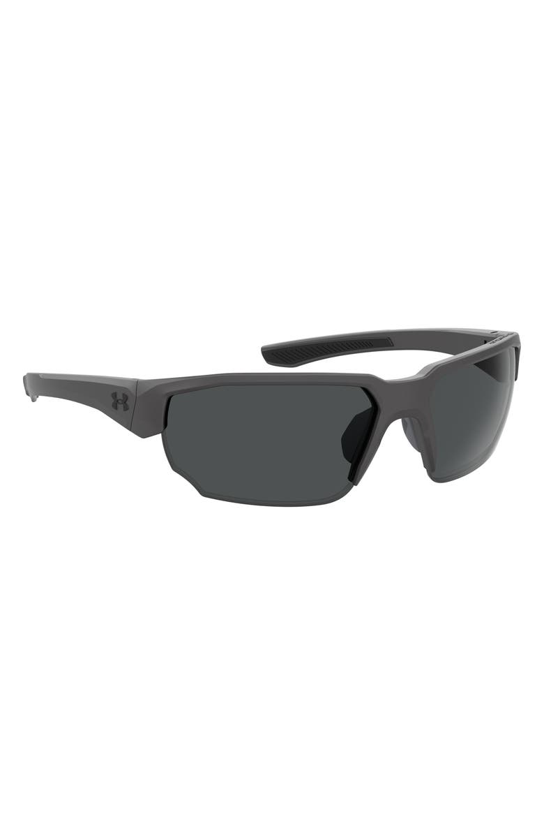 Under Armour 70mm Polarized Oversize Sport Sunglasses, Alternate, color, Grey Black