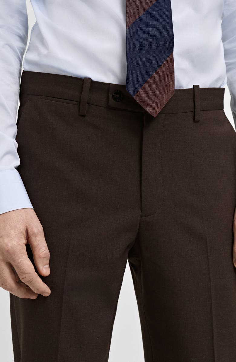 MANGO Turin Virgin Slim Fit Wool Pants, Alternate, color, Brown