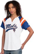 STARTER Women's Starter White New York Mets Game On Notch Neck Raglan T-Shirt