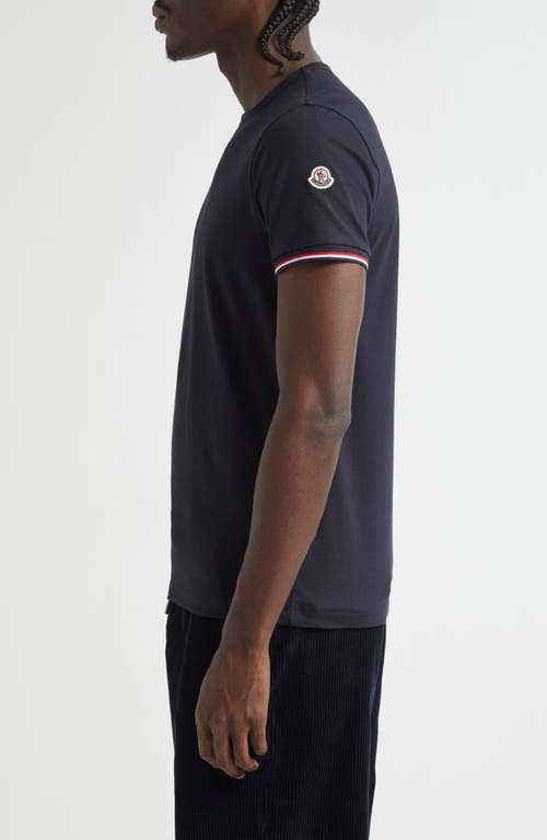 Moncler Tipped Cotton Stretch Jersey T-shirt In Navy/navy