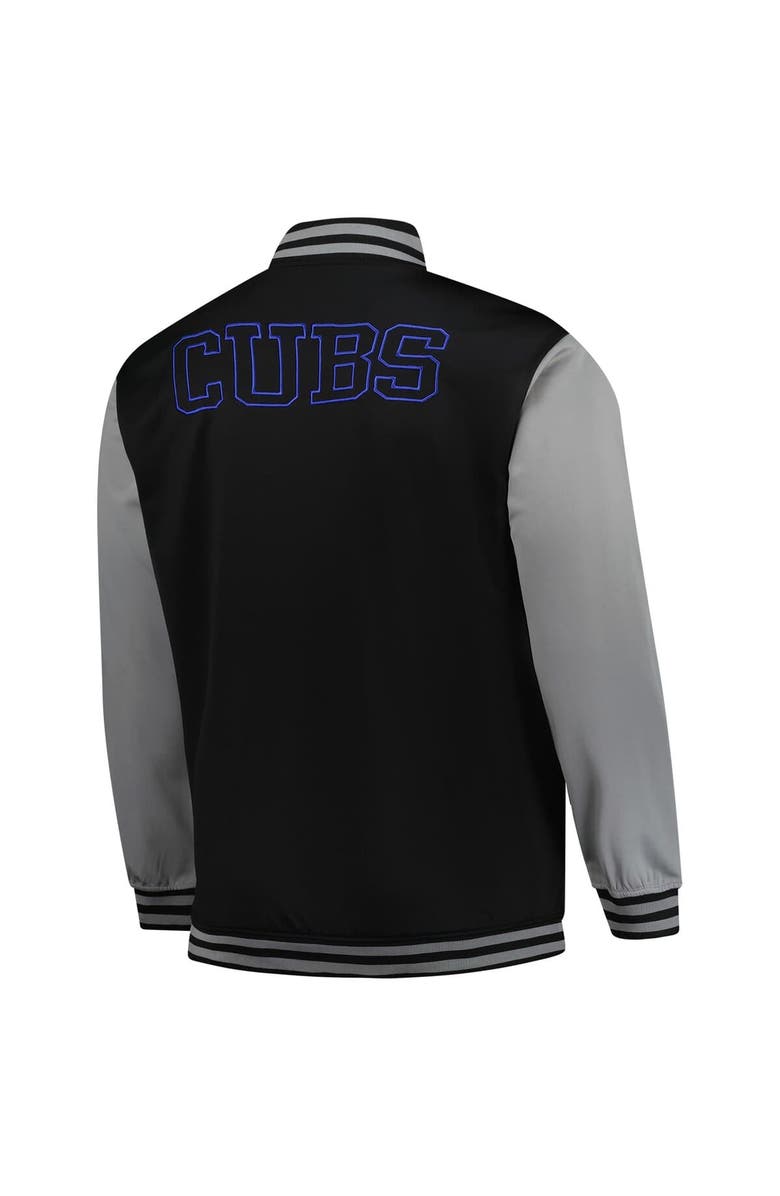PROFILE Men's Profile Black/Gray Chicago Cubs Full-Snap Varsity Jacket, Alternate, color, Black