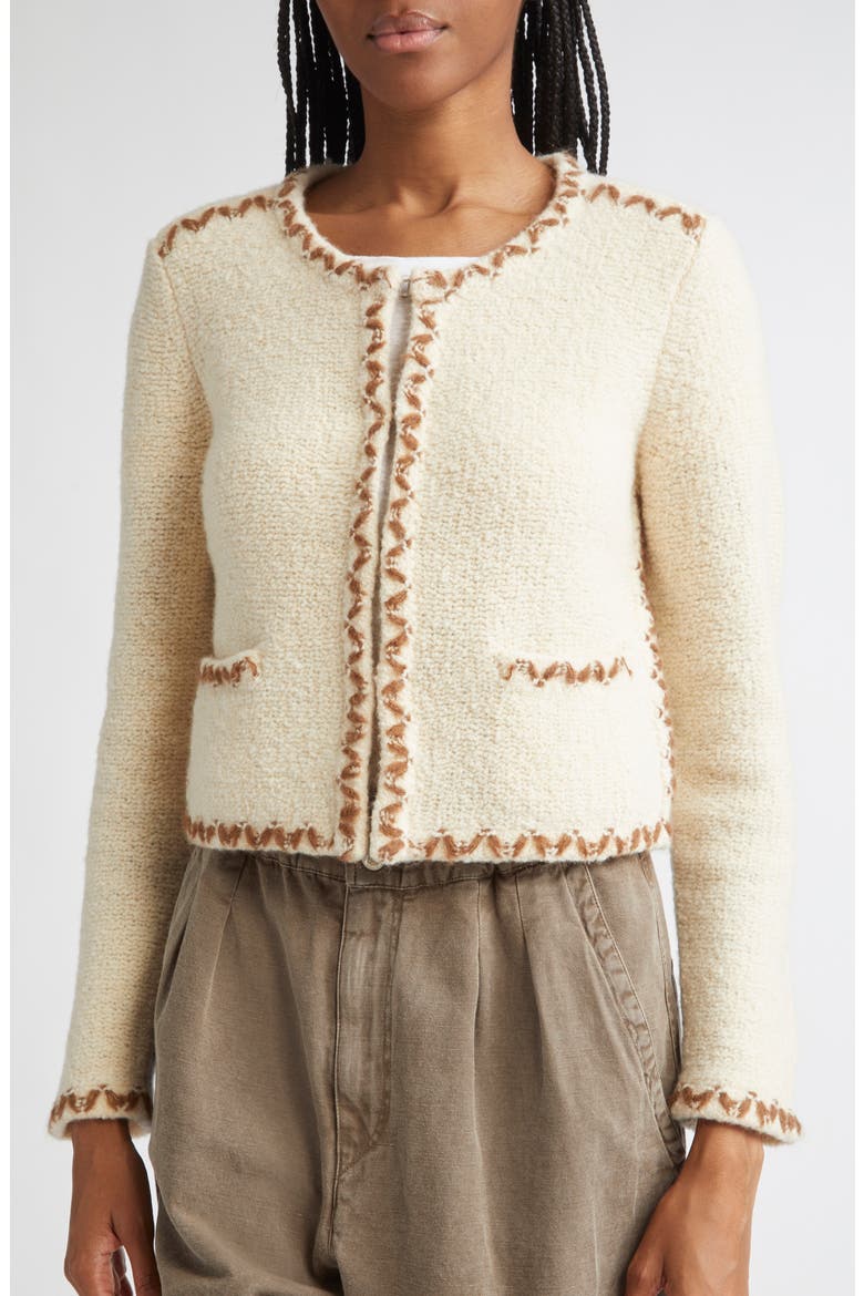 Rochelle Bouclè Jacket, Alternate, color, ECRU/ BRONZE