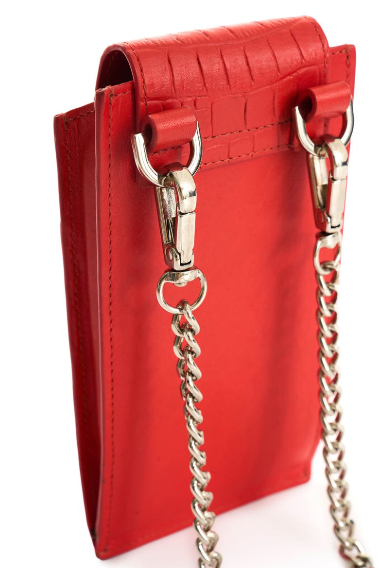 Serpia Embossed Leather Phone Holder, Alternate, color, Red