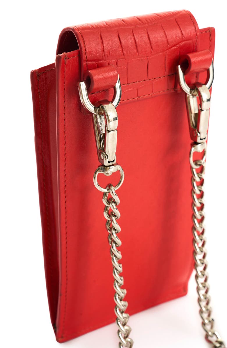 Velez Embossed Leather Phone Holder, Alternate, color, Red