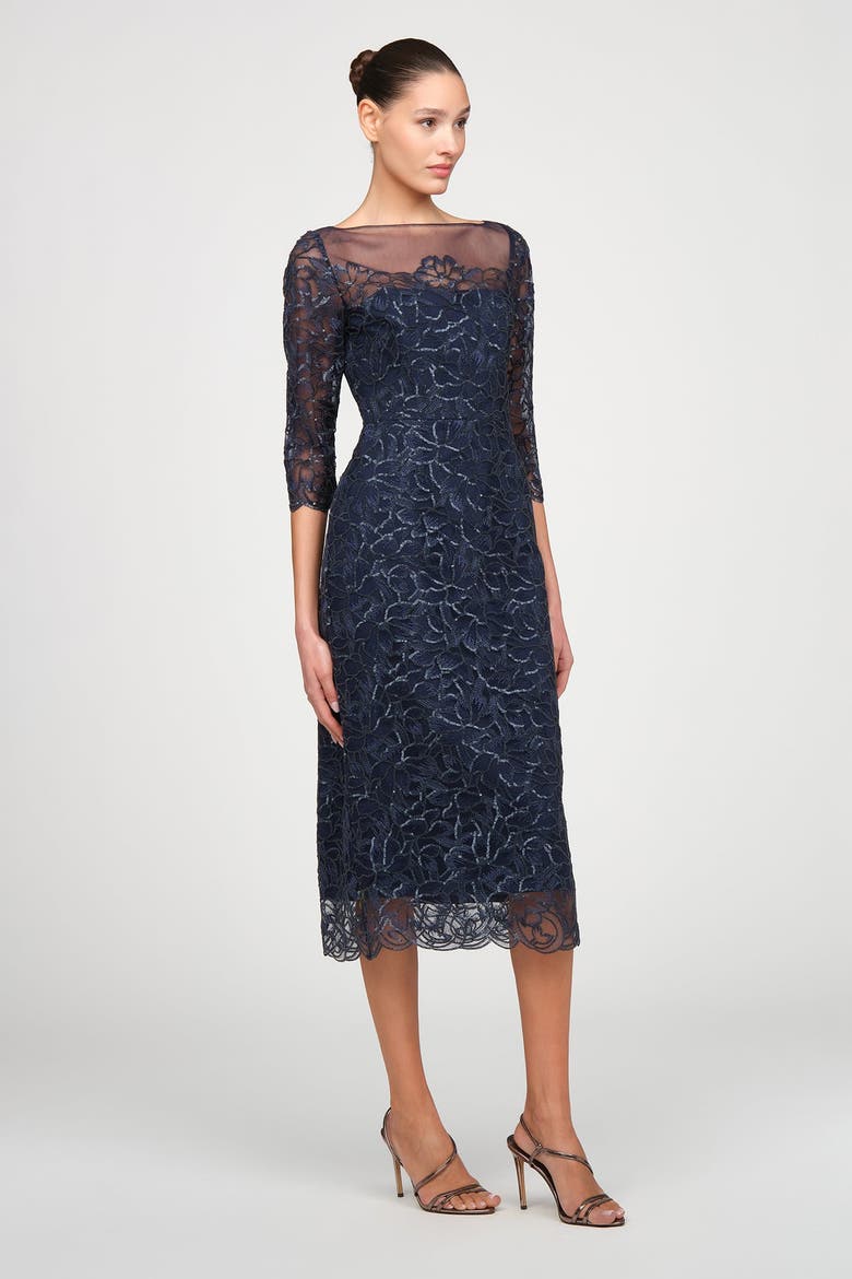 Marbella Beaded Midi Dress, Alternate, color, Nautical Navy