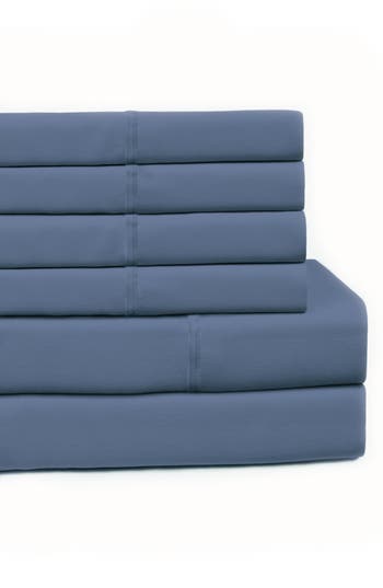 Melange Home Pleat Detail 400 Thread Count Sheet Set With Bonus Pillowcases In Blue