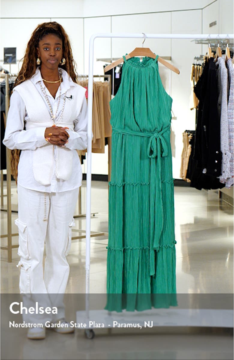 Plissé Tie Waist Tiered Gown, sales video thumbnail