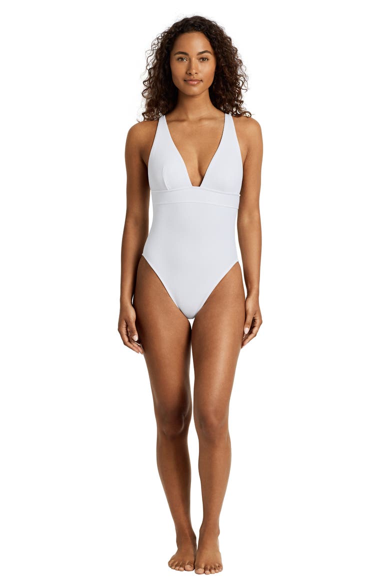 Modern Tall One-Piece Swimsuit, Alternate, color, WHITE