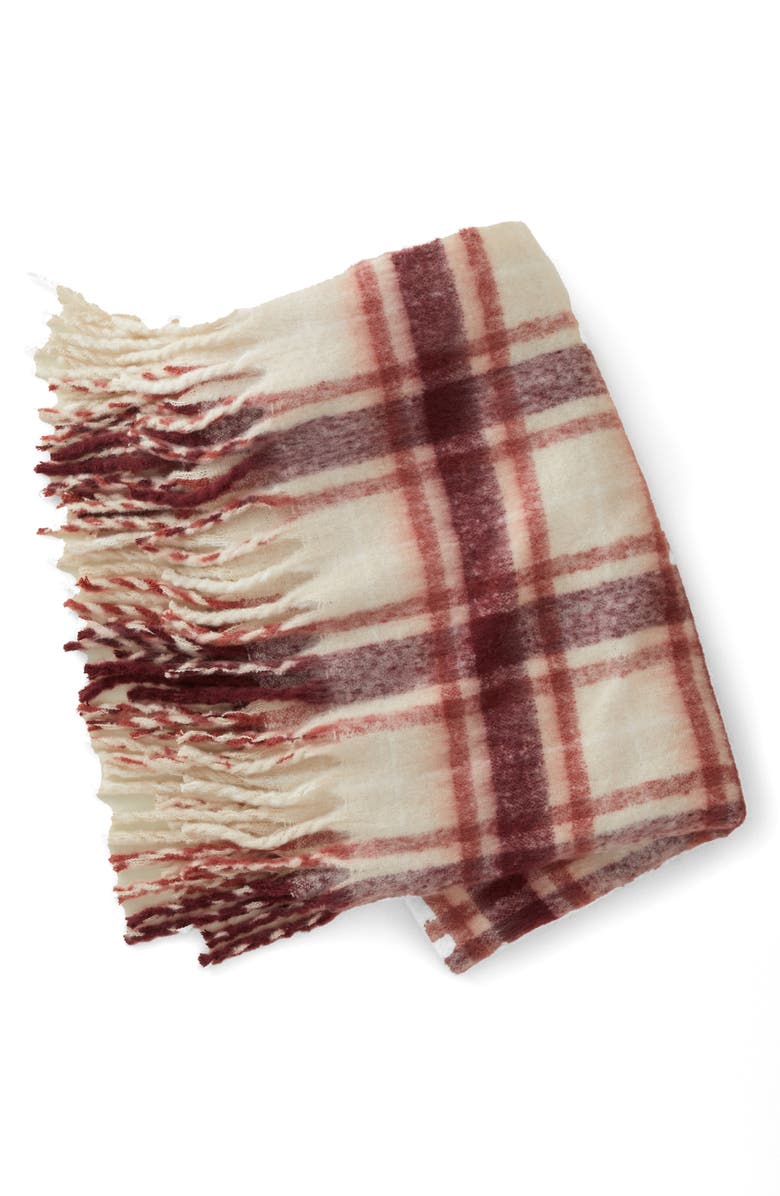 UpWest Fireside Fleece Throw Blanket, Main, color, Henna Plaid