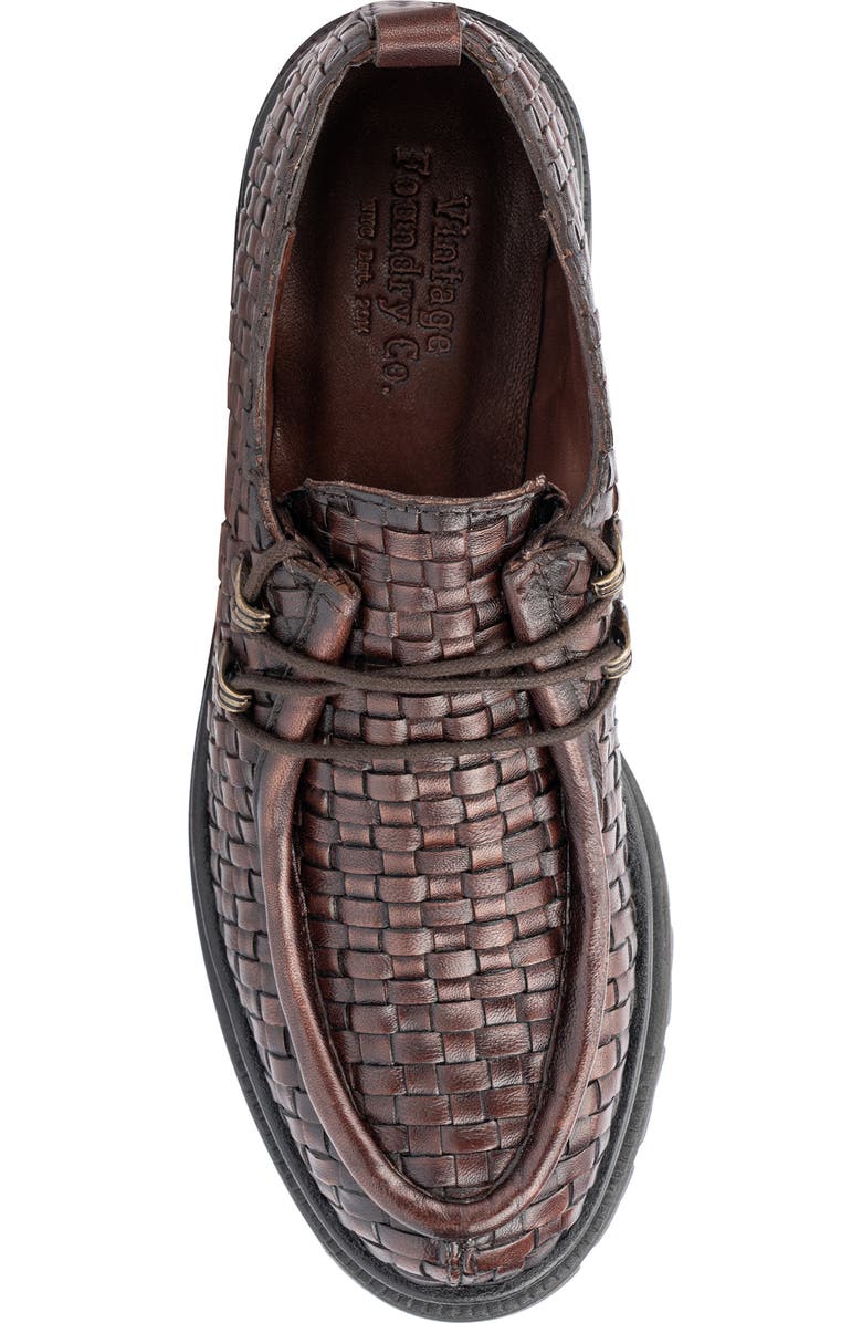 VINTAGE FOUNDRY Clotilde Woven Leather Moc Toe Derby Loafer, Alternate, color, Brown