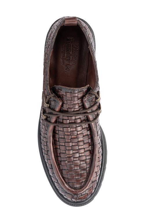 Vintage Foundry Clotilde Woven Leather Moc Toe Derby Loafer In Brown