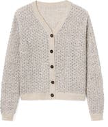 Lafayette 148 New York Pointelle Metallic Linen & Silk Cardigan