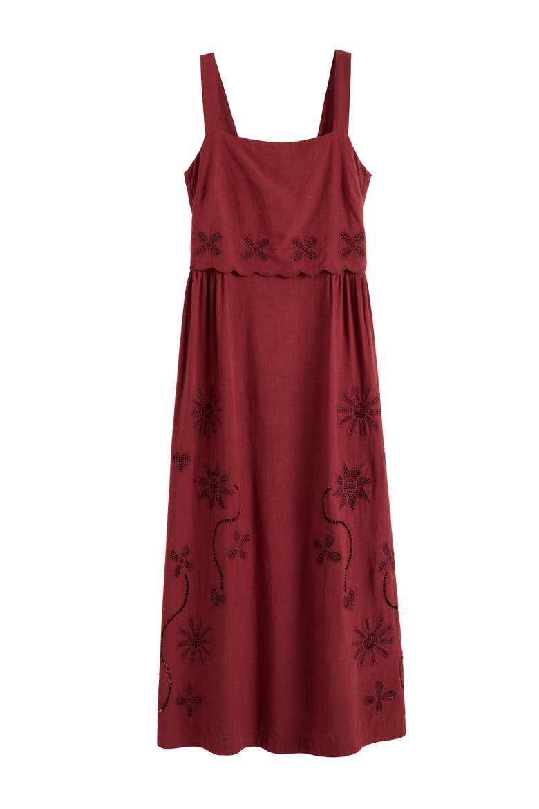 Sienna Linen-Blend Broderie Summer Dress, Alternate, color, Sienna