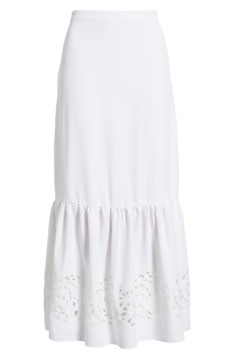 Halogen<sup>®</sup> Eyelet Ruffle Midi Skirt, Alternate, color, Bright White