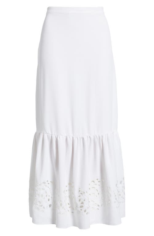 Halogenr Halogen(r) Eyelet Ruffle Midi Skirt In Bright White