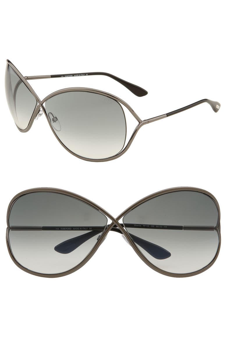 TOM FORD Miranda 68mm Open Temple Oversize Metal Sunglasses, Main, color,