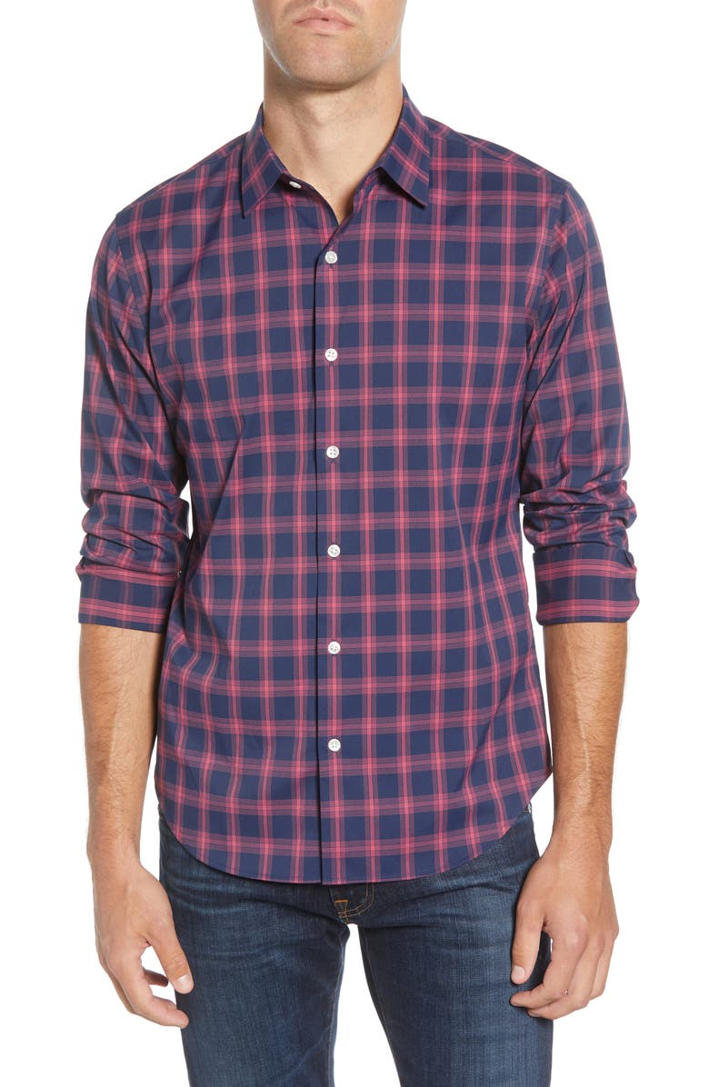 Bonobos Slim Fit Check Button-Up Performance Sport Shirt, Main, color, 