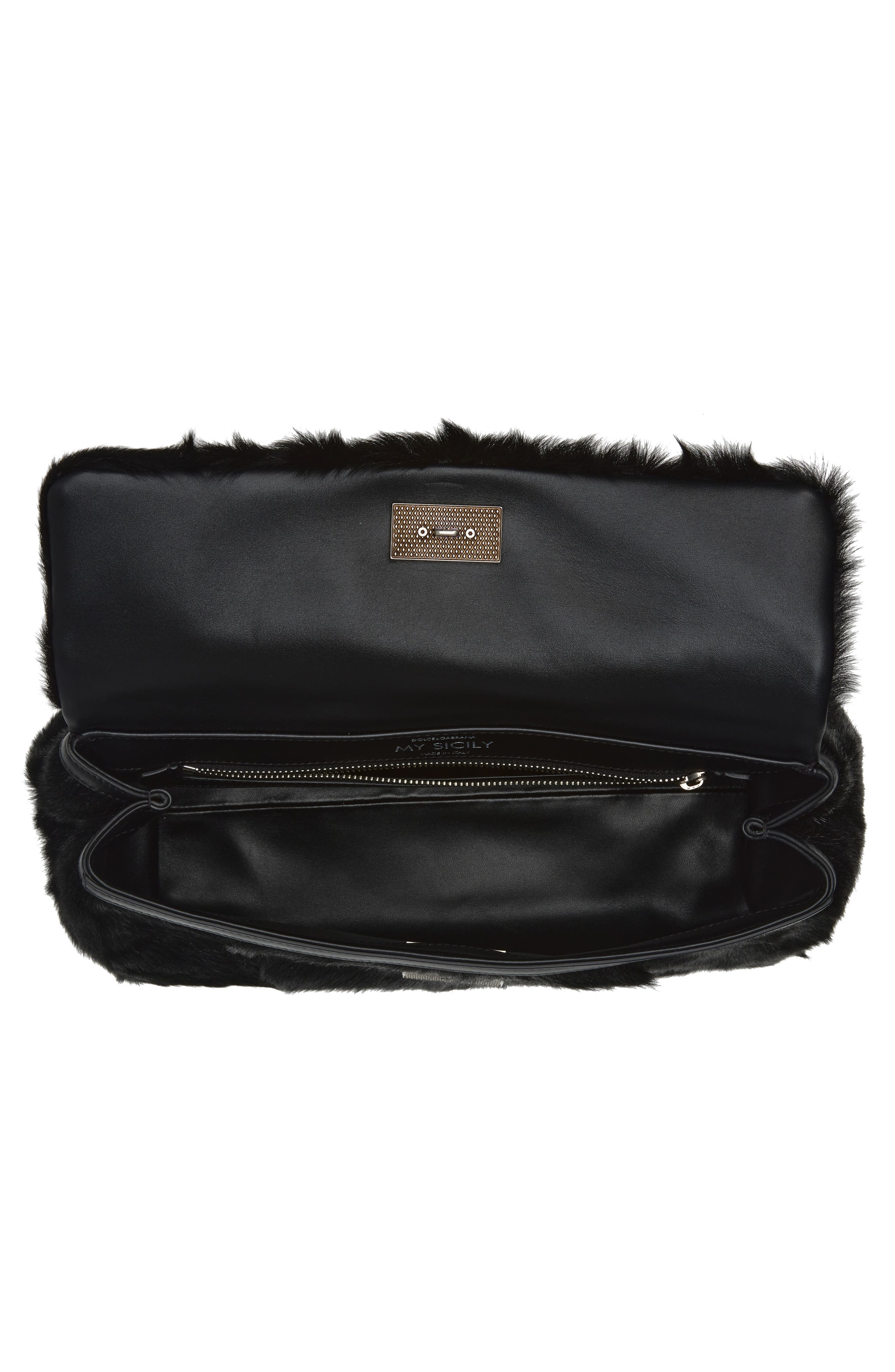 Dolce&Gabbana My Sicily East/West Genuine Calf Hair Top Handle Bag, Alternate, color, 8B956 Nero/ Nero