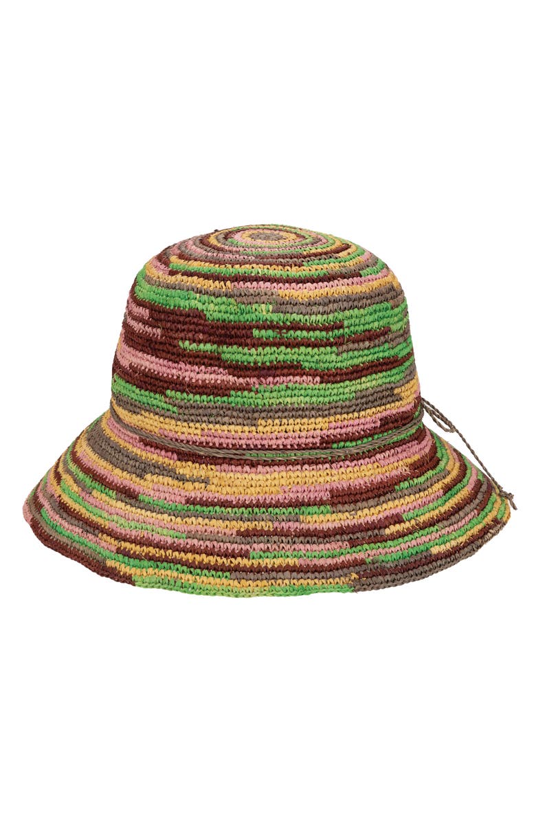 San Diego Hat Irish Crochet Raffia Packable Bucket Hat, Main, color, Brights