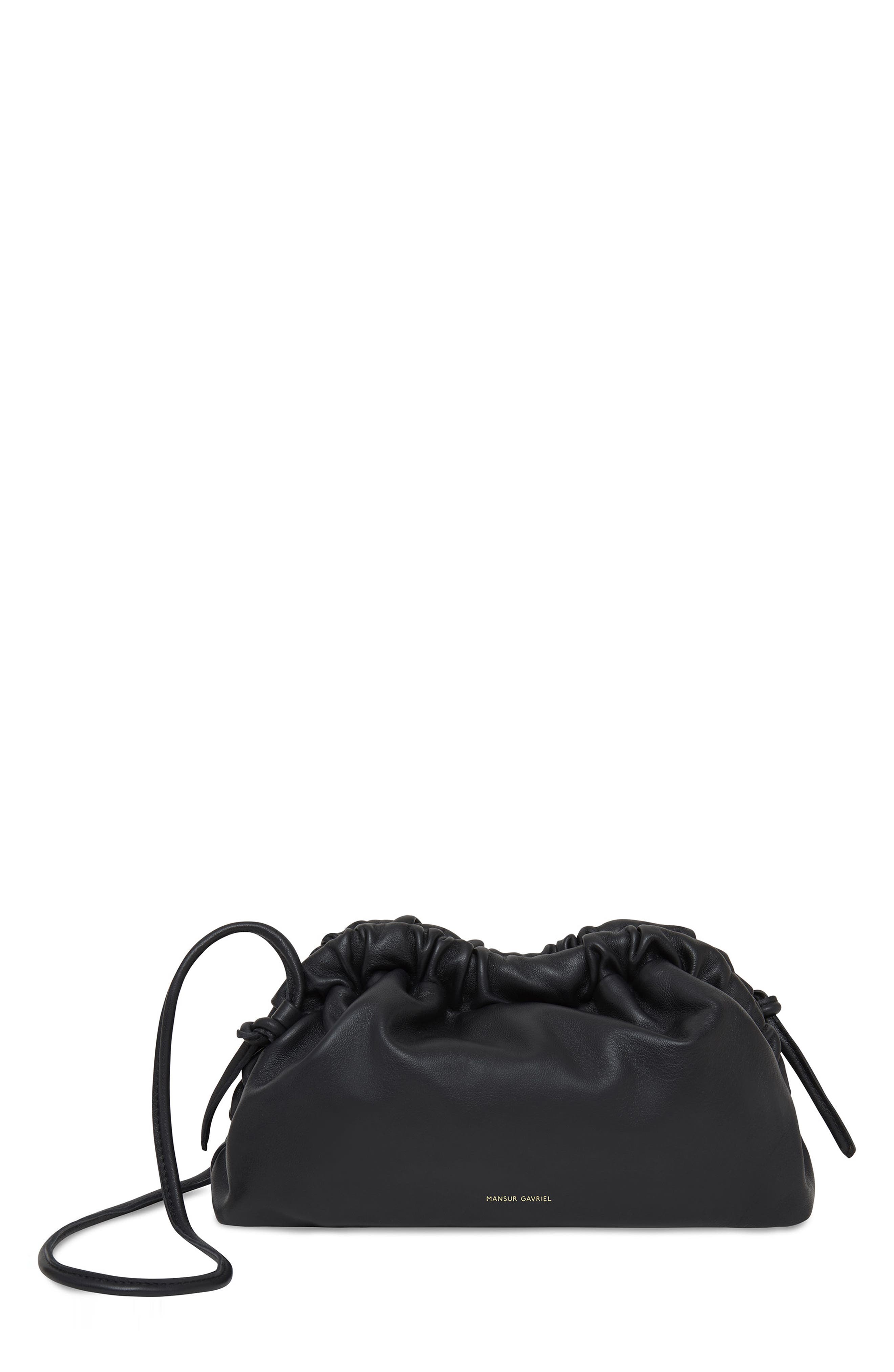 Mansur Gavriel Mini Cloud Leather Clutch, Main, color, Black/Flamma