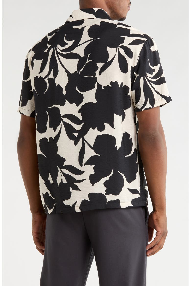 Floral Crinkled Camp Shirt, Alternate, color, CREAM
