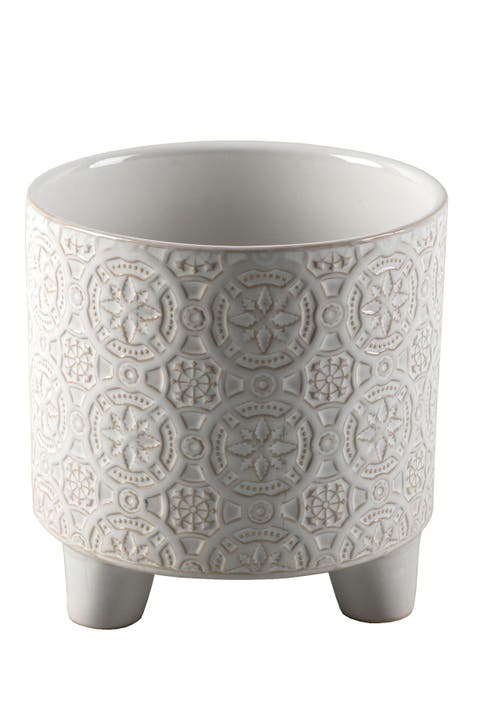 Ivory Cathedral Footed Ceramic Pot