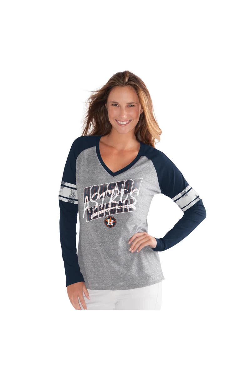 G-III 4HER BY CARL BANKS Women's G-III 4Her by Carl Banks Navy Houston Astros The Franchise Tri-Blend Raglan V-Neck Long Sleeve T-Shirt, Alternate, color, Navy