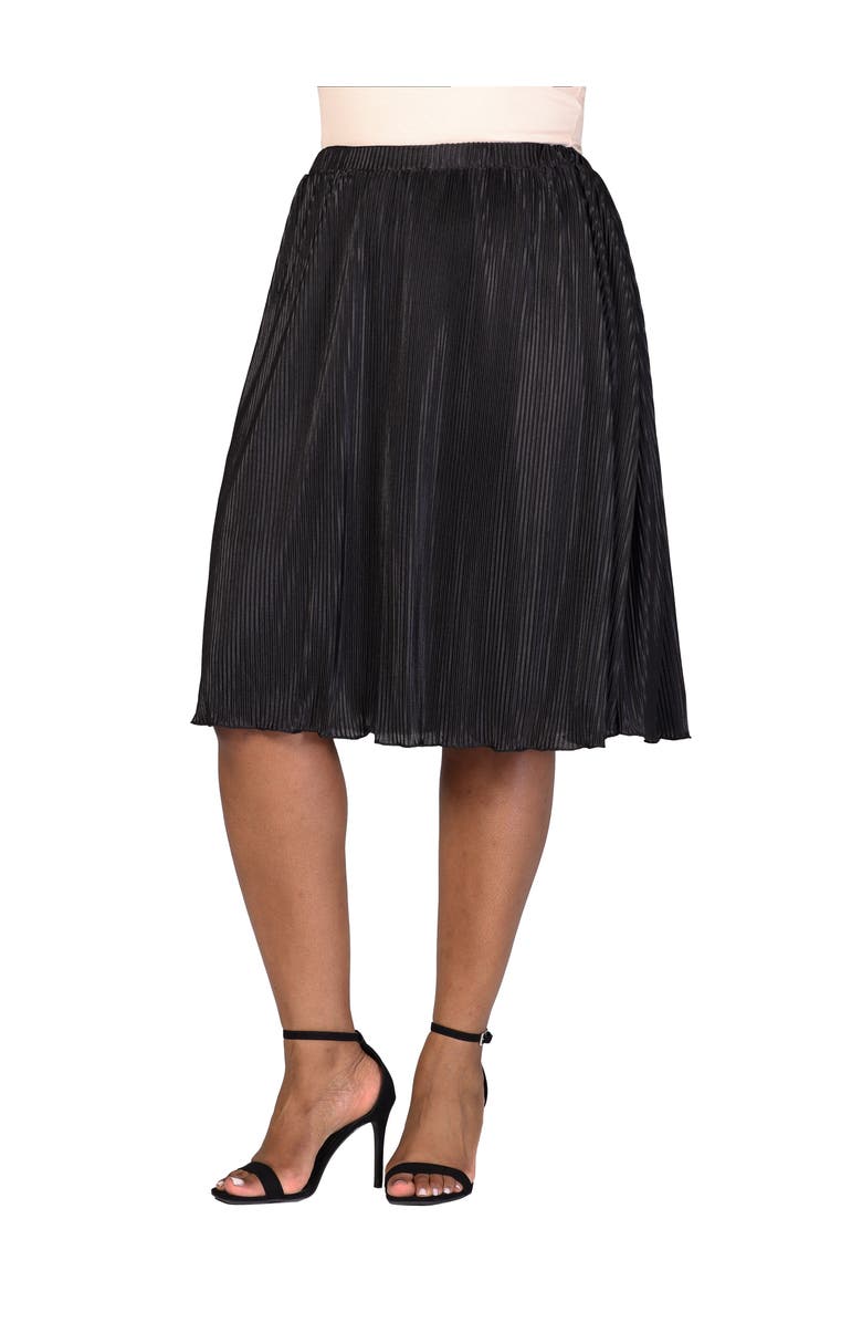 24seven Comfort Apparel Elastic Waistband Party Midi Skirt, Alternate, color, Black