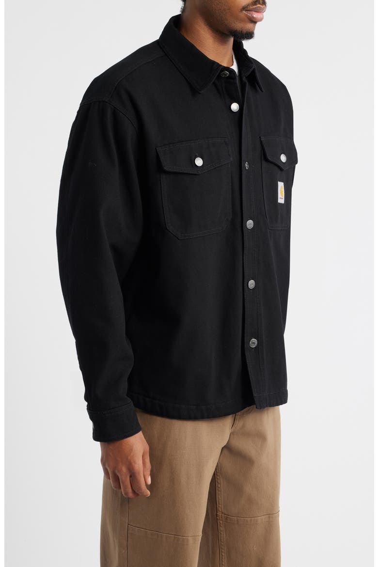 Selby Cotton Canvas Button-Up Shirt Jacket, Alternate, color, BLACK