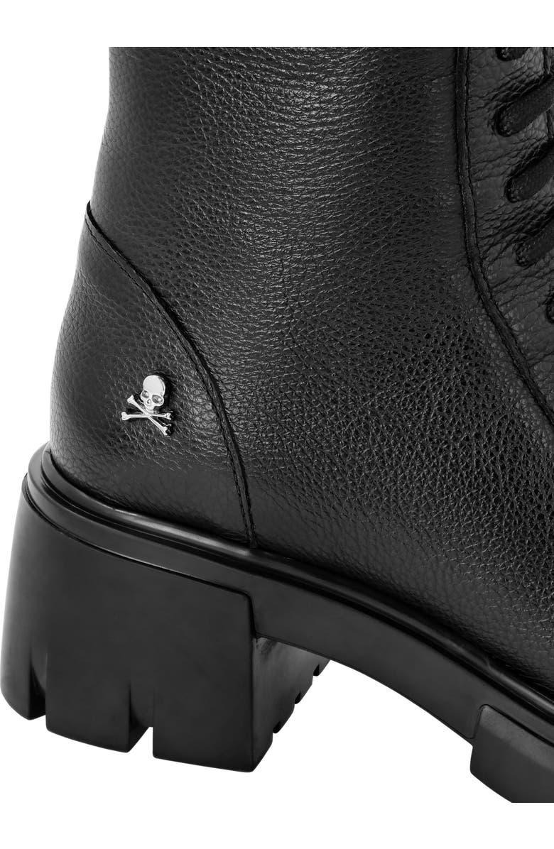 PHILIPP PLEIN Leather Low Flat Boots Women, Alternate, color, Black