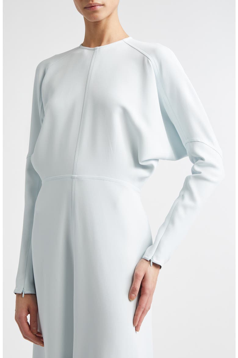 Long Sleeve Stretch Crepe Midi Dress, Alternate, color, GLACIAL BLUE