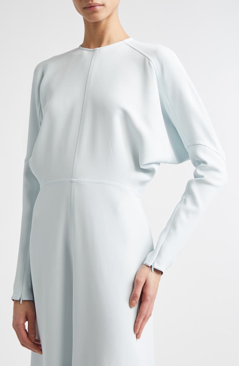 Victoria Beckham Long Sleeve Stretch Crepe Midi Dress, Alternate, color, Glacial Blue