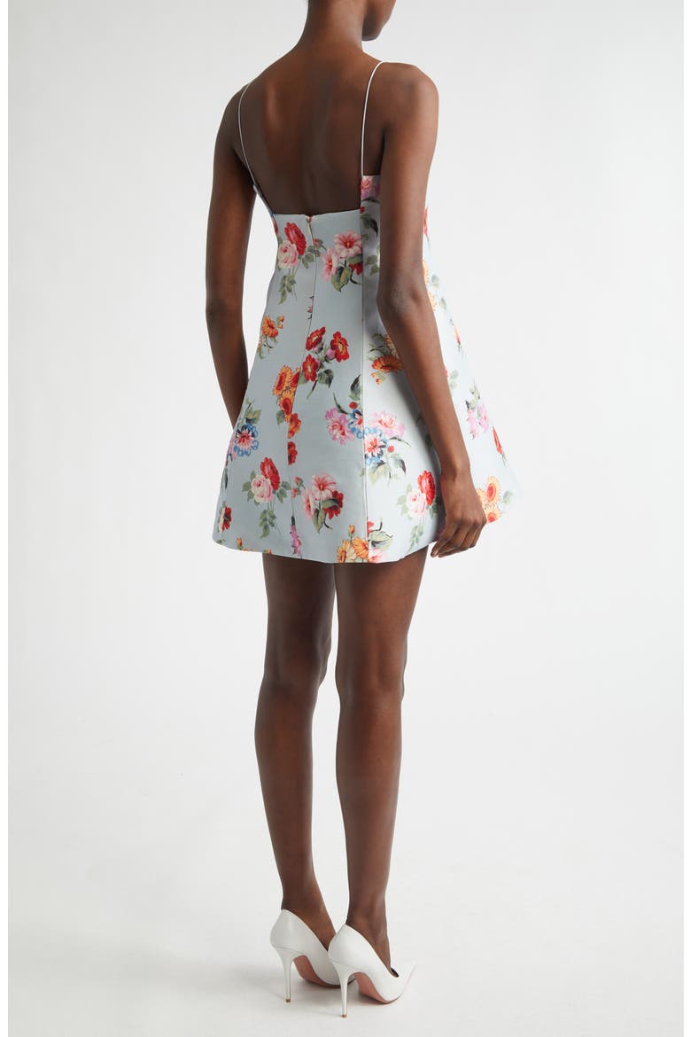 The Zinnia Floral Virgin Wool & Silk Faille Trapeze Minidress, Alternate, color, LIGHT BLUE FLORAL