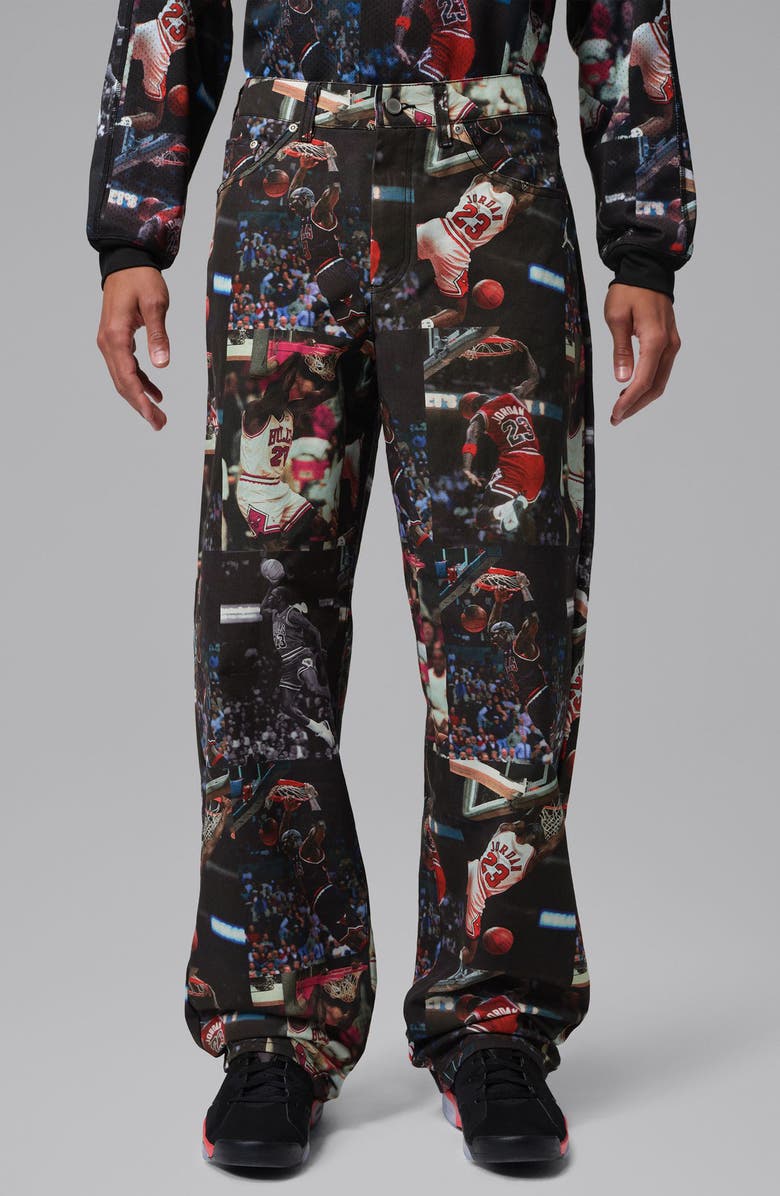 Jordan Flight Allover Print Pants, Main, color, Black/ Sail