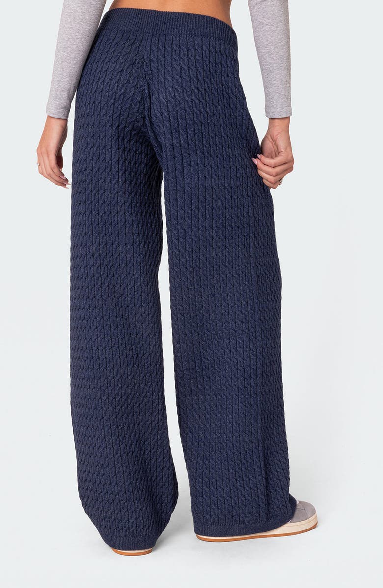 EDIKTED Portia Cable Knit Pants, Alternate, color, Navy
