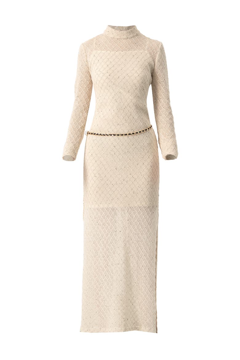 High Neck Knitted Long Dress, Alternate, color, Natural