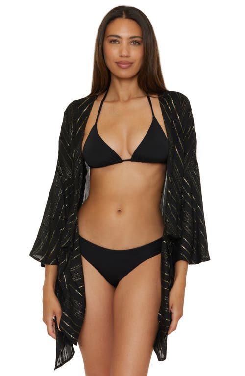 Becca Radiance V-neck Long Sleeve Cover-up Tunic In Black