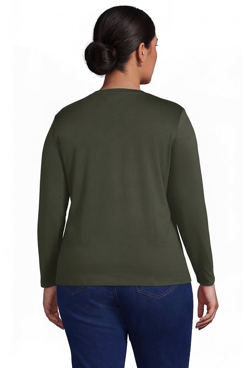 Supima Cotton Long Sleeve V-neck T-shirt, Alternate, color, Forest Moss