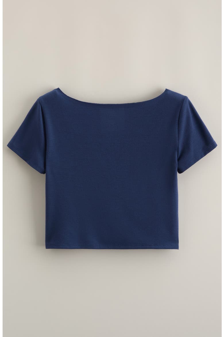 Kids' Off the Shoulder T-Shirt, Alternate, color, NAVY DENIM