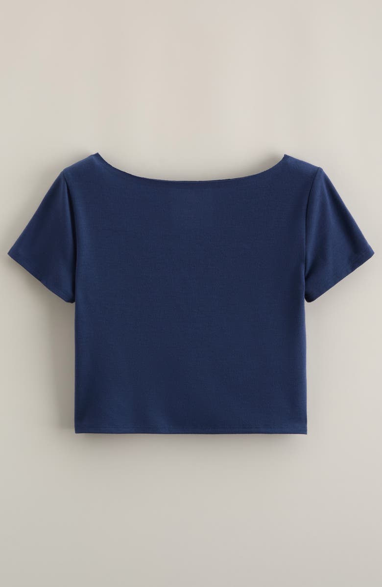 Treasure & Bond Kids' Off the Shoulder T-Shirt, Alternate, color, Navy Denim