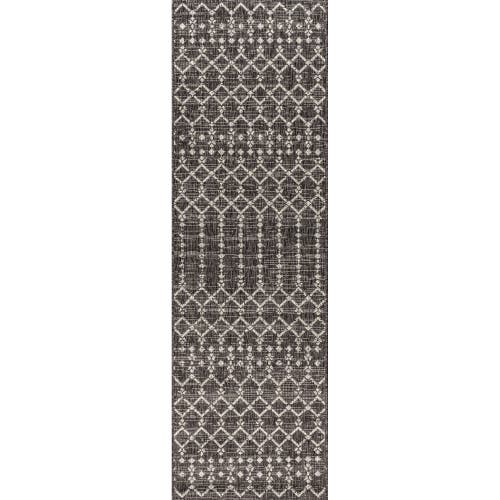 Jonathan Y Ourika Moroccan Geometric Textured Weave Indoor/outdoor Area Rug In Black/gray