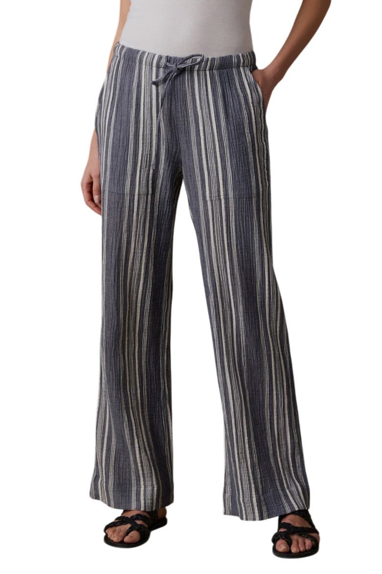 Dune Organic Cotton Wide Leg Pants, Main, color, SEA BREEZE STRIPE