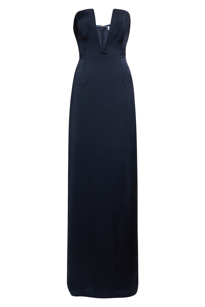 Raquel Plunge Strapless Column Gown, Alternate, color, NAVY