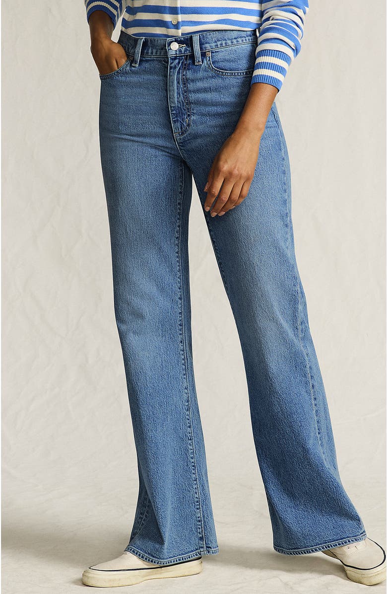 Lands
End Soft Denim High Rise Classic Flare Jeans, Main, color,
