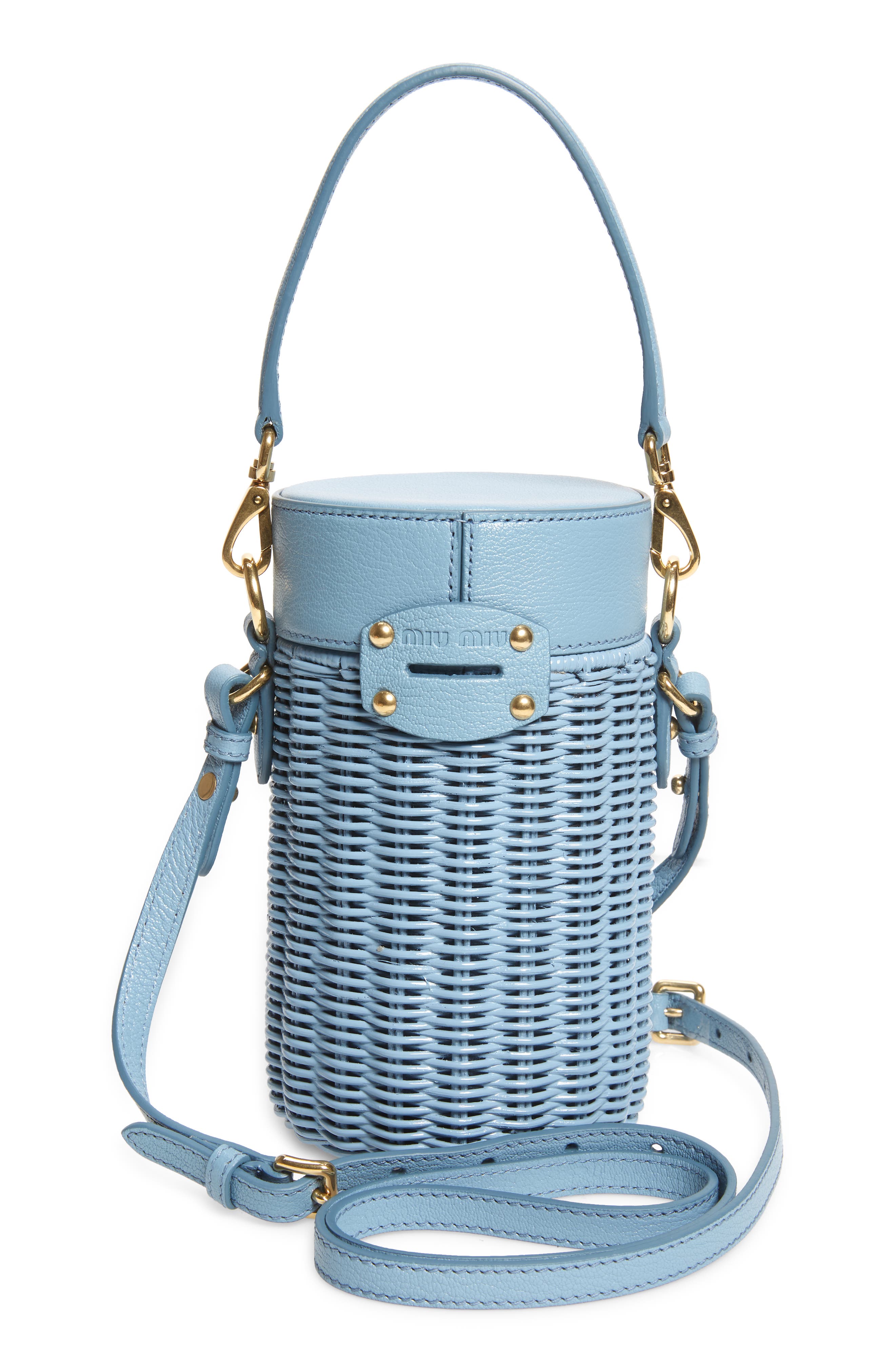 Miu Miu Wicker Canteen Crossbody Bag, Alternate, color, 