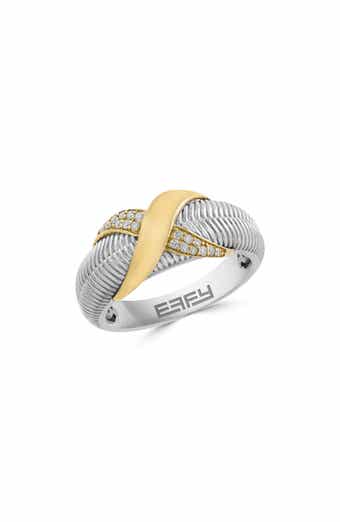 Two-Tone Pavé Diamond Textured Band Ring