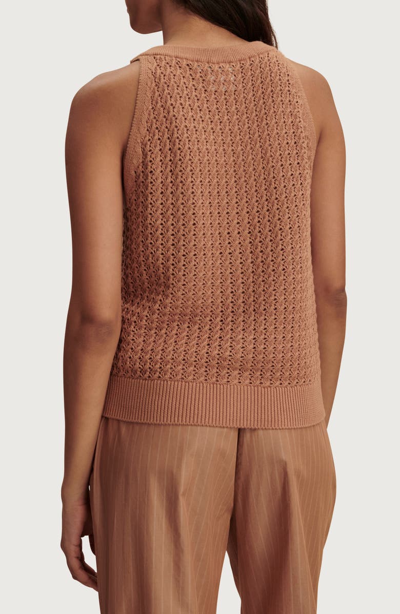 Varley Alessia Open Stitch Cotton Sweater Tank, Alternate, color, Camel