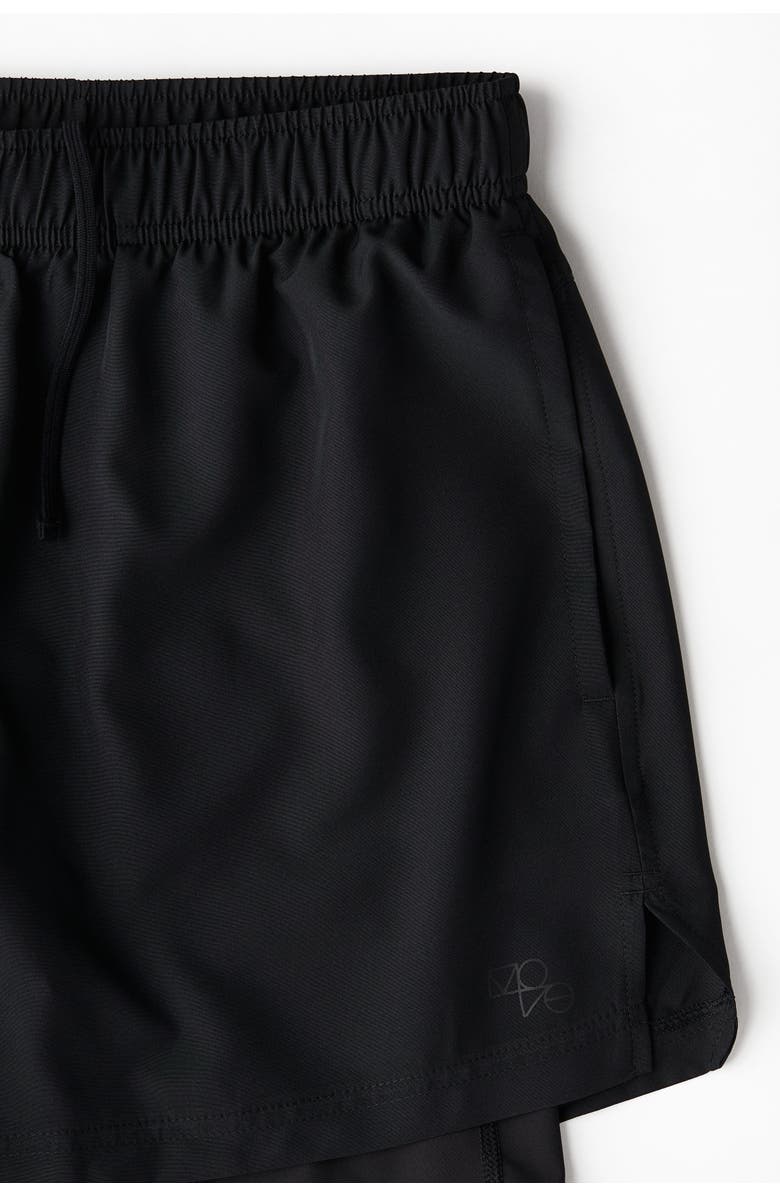 H&M Double-layered Sports Shorts With Drymove, Alternate, color, Black