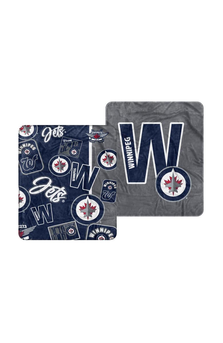 LOGO BRANDS Winnipeg Jets 50" x 60" Dream Weave Throw Blanket, Main, color, Navy