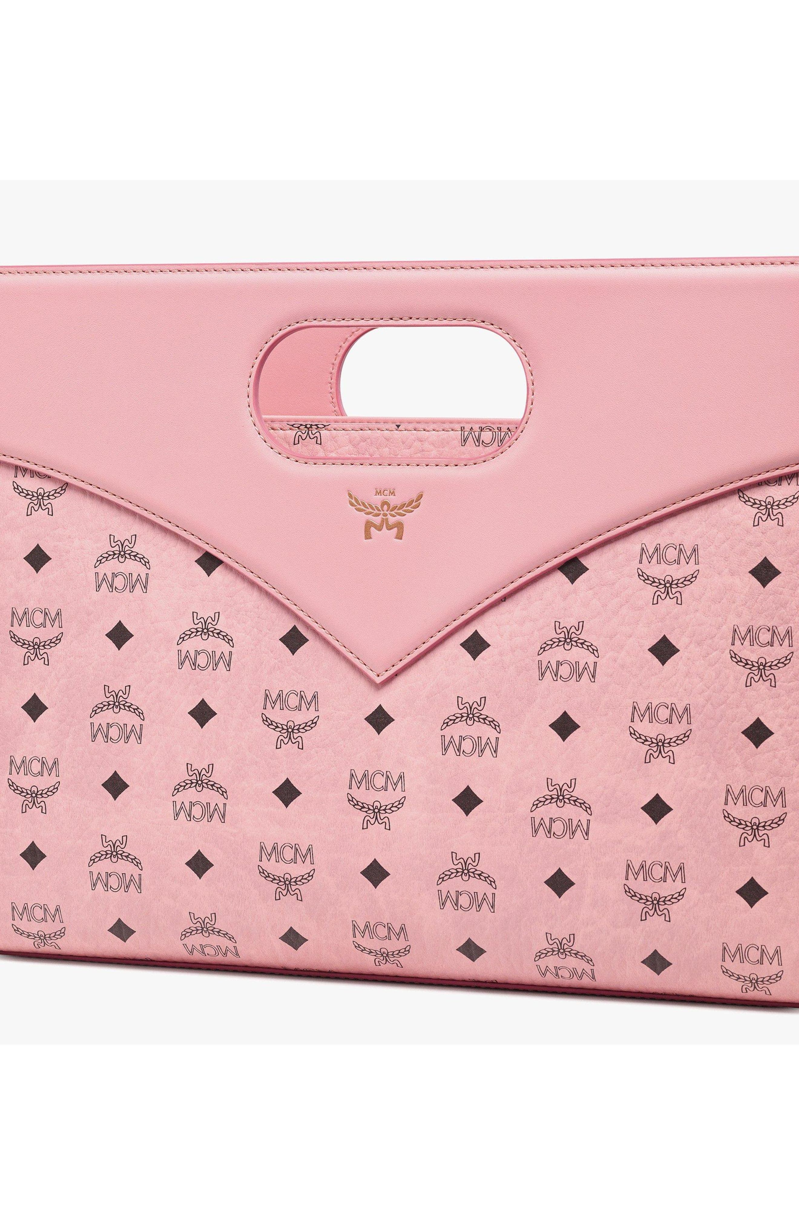 MCM Diamond Bag in Visetos Leather Mix, Alternate, color, Soft Pink